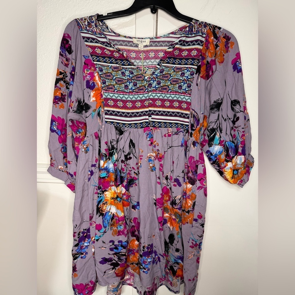 Umgee Multicolor Geometric Pattern mini dress size S new with tag - Picture 5 of 8